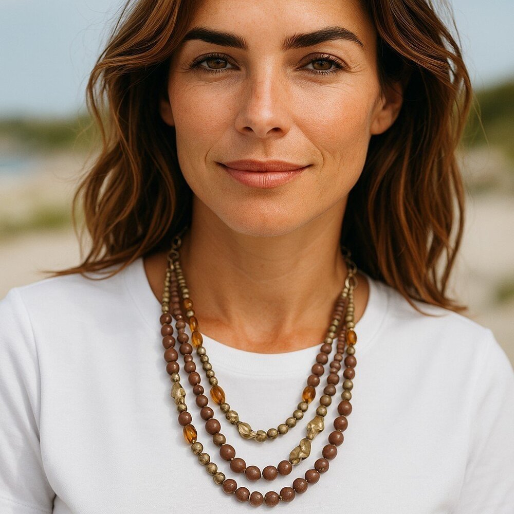 Elegant Brown Beaded Necklace